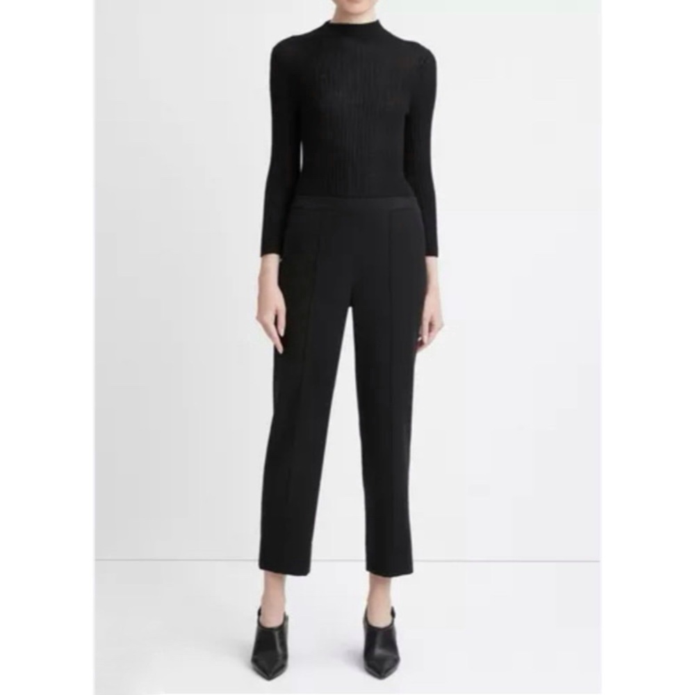 Akris Punto Wool Blend Francoise Slim-Straight Pants in Navy Bue 4